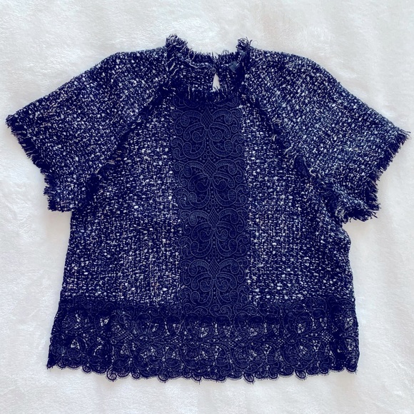 Zara short sleeve tweed top